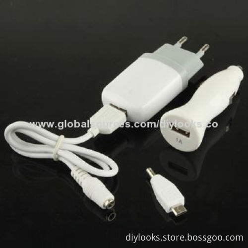 3-in-1 USB Power Adapter + Car Charger + Micro USB Charger Adapter Travel KitNew